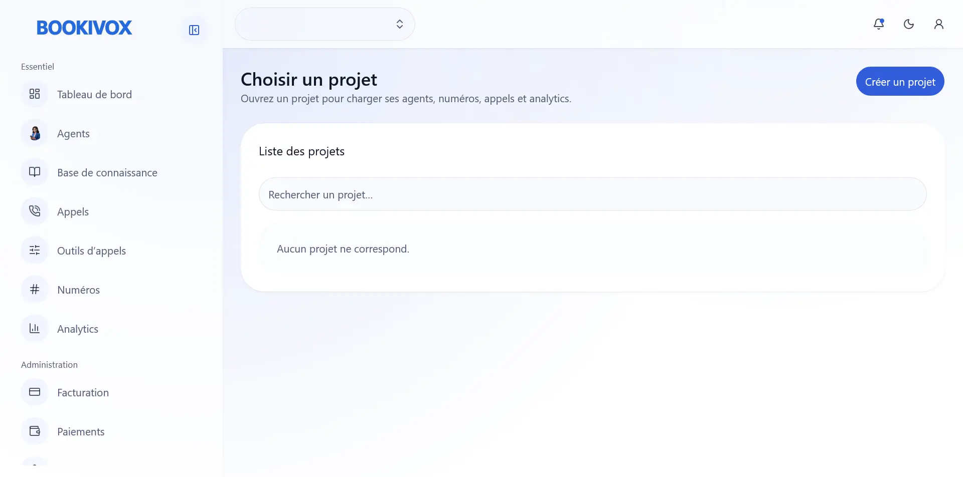 Création et configuration d’un projet d’agent Bookivox